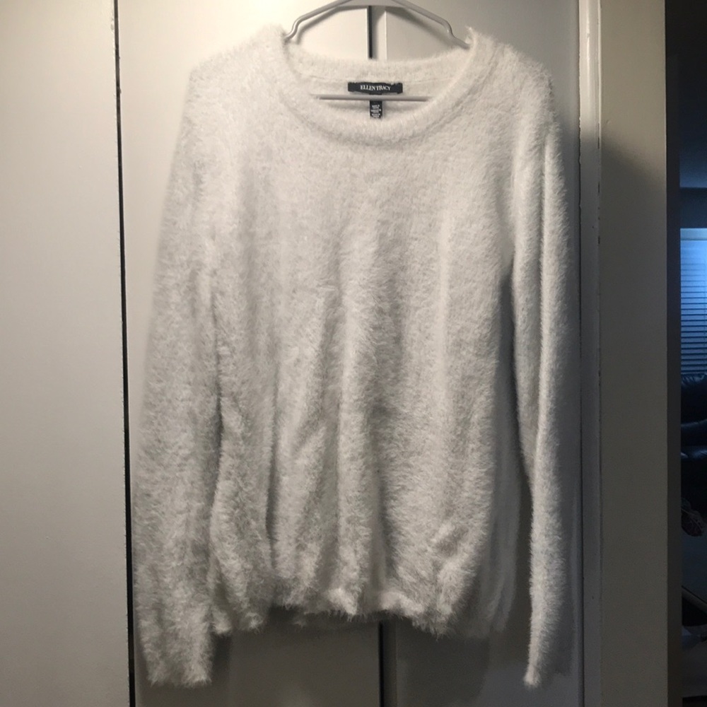 White fuzzy sweater